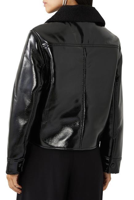 Lacquered Cropped Fleece Jacket